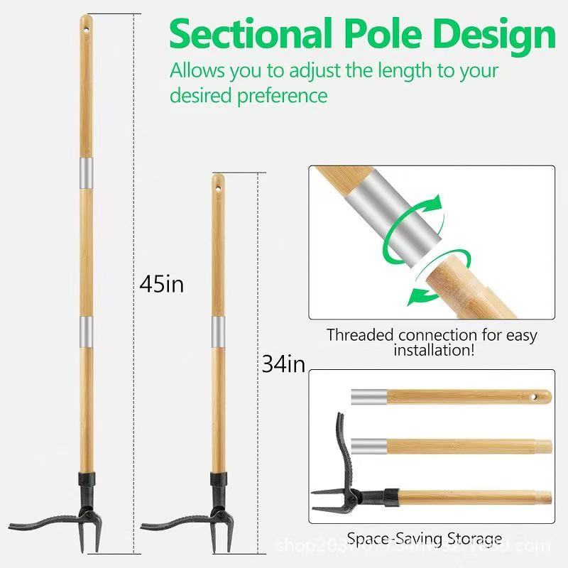 Weeder,Stand Up Weed Puller Tool with Long Handle  ,4Claw Steel Head Design  Easily Remove Weeds Without Bending, Pulling, or Kneeling.