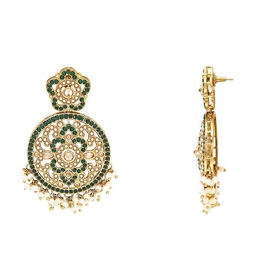 Gold Plated Traditional Kundan Pearl Multi Layered Choker Necklace Jewellery Set For Women