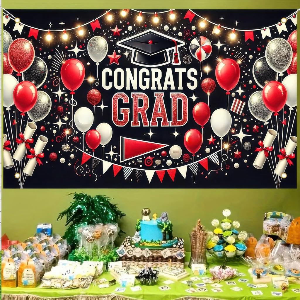 Graduation Banner 71 x 43 Inch Congrats Grad Party Decoration Graduation Photo Backdrop for Class of 2025 Graduations Celebration Senior Graduate