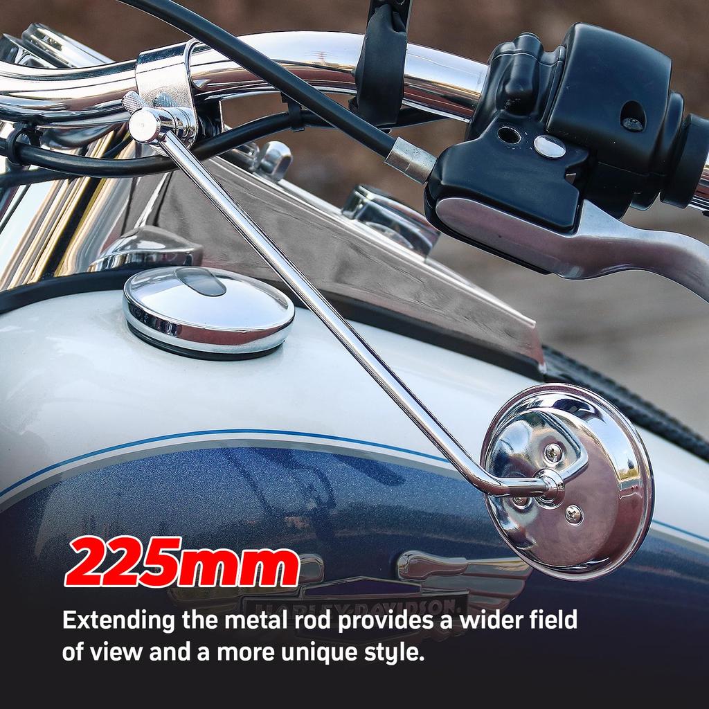 WTZMOTO Universal Mini Round Mirrors with Fits Diameter Compatible with Harley and Scooter Clamp, 3-inch (8cm) 22.2mm/25.4mm Handlebars, SR400,
