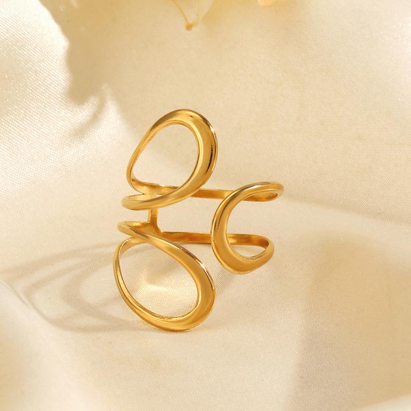 Unique Original Stainless Steel Gold Color Ring Colorfast Popular Party Personalized Exaggerated Charms Jewelry Wome