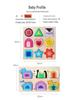 Wooden Geometric Shape Jigsaw Puzzle for Toddlers, Ages 1-3, Early Learning Toy