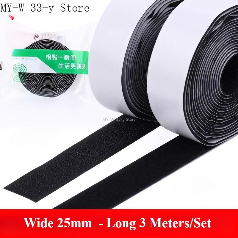 3/25Meter Starkes Selbstklebendes Klettband Haken und Schlaufe Schwarz Weiß Nylon Klettband Klebeband mit Starkem Kleber 25/30/50MM