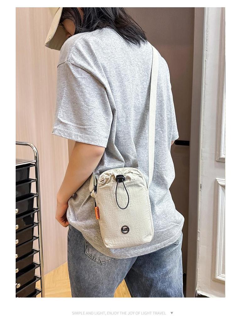 Cross-border Multifunctional Messenger & Phone Bag - Casual Shoulder Bag with Water Bottle & Drawstring Cup Holder, Ideal for Sports & Fitness