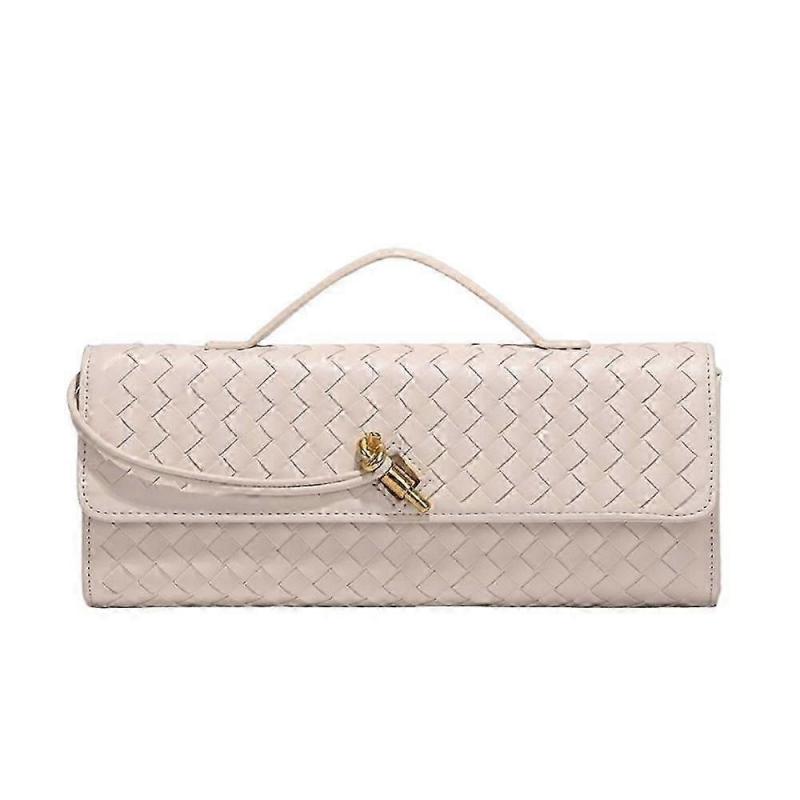 ROBINE Dames Handgemaakte Geweven Crossbody Tas - Leren Cluch Portemonnee Afneembare Schouder beige