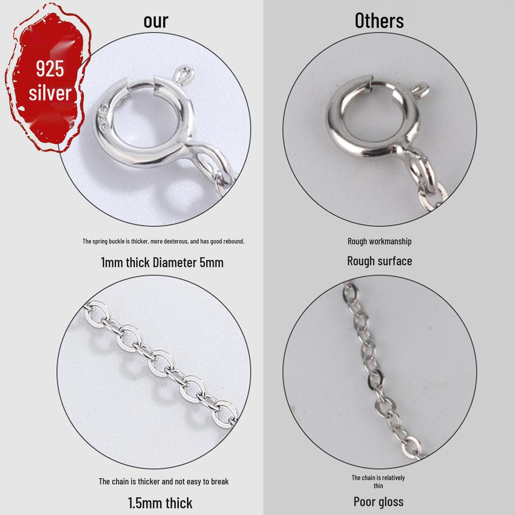 S925 Sterling Silver Double Buckle Safety Extension Chain for Bracelets and Necklaces