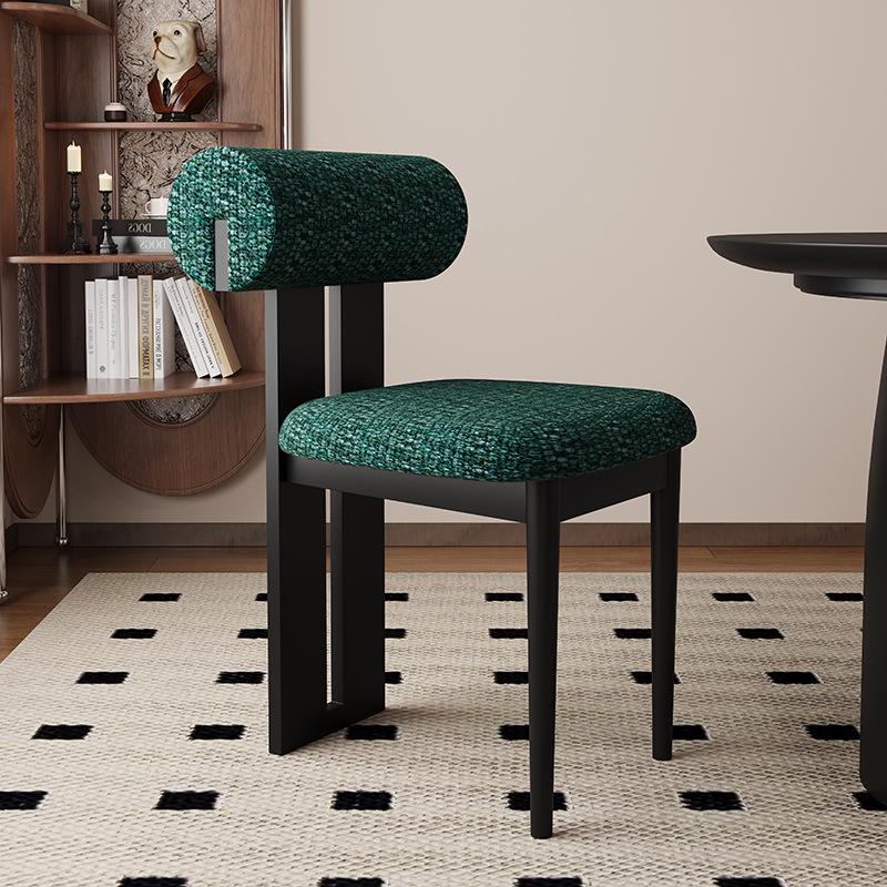 Nordic Solid Wood Dining Chair with Upholstered Soft Backrest - Cotton & Linen Fabric, Designer Style for Home or Cafe Use