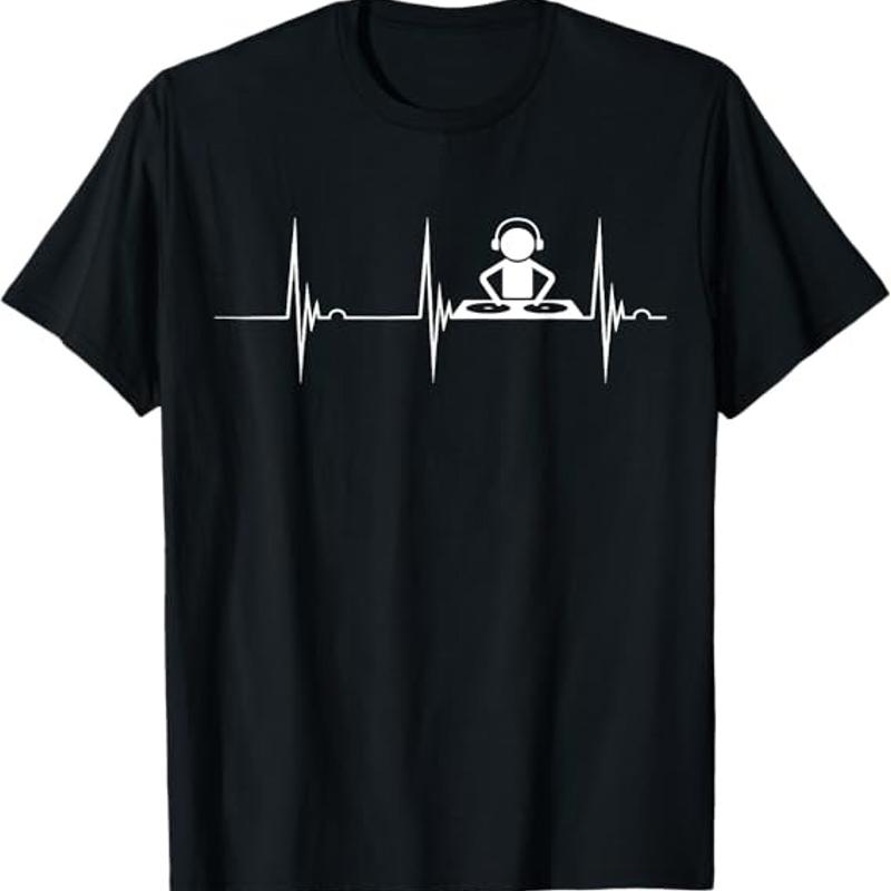 DJ Heartbeat T Shirt EKG Pulse Music Tee Techno Dance Shirt S