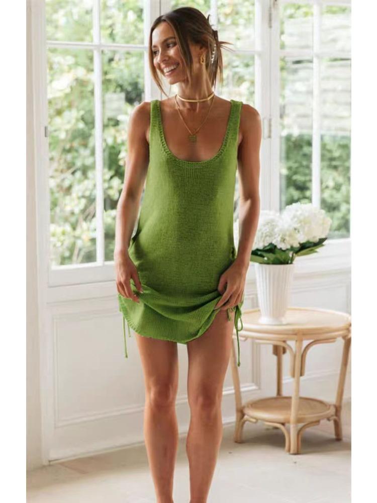 Dámské Sexy Pletené Plážové Bikini Cover-up Bez Zad Letní Pohodlné Šaty Lehké Vysoce Rozpoznatelné Elegantní s Lichotivým Chic Šaty