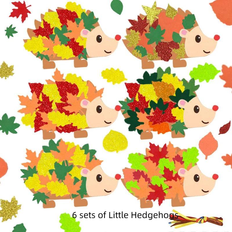 Cute Felt Animal Ornaments Diy Hedgehog Leaves Autumn Craft Kit Autumn Handmadethanksgiving Decorations Used For Party