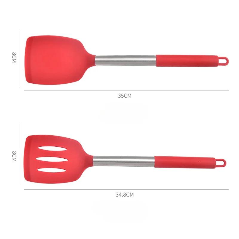 2 ks Silikonová lopata na vaření Kuchyňské náčiní na vaření Špachtle na smažené vejce Lopatka na vytékání Nepřilnavé nádobí do kuchyně Dobrý pomocník