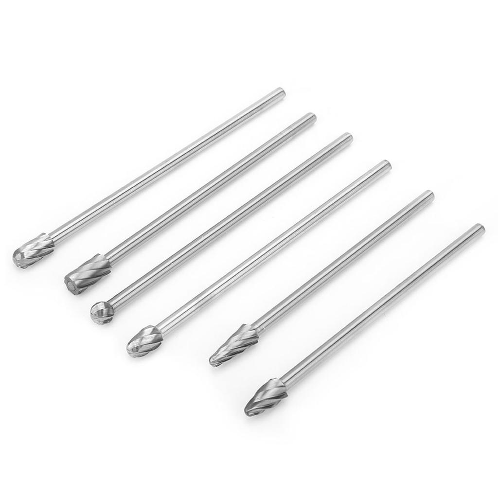 6pcs  6mm 14" Shank Aluminum Rotary Burr Extra Long 150mm Milling Cutter
