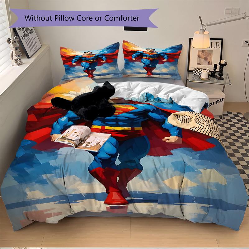 3pcs Superman Cover Set,Soft Comfortable Duvet Cover,Guest Room (1*Duvet Cover + 2*Pillowcases, Without Core) yy251024177