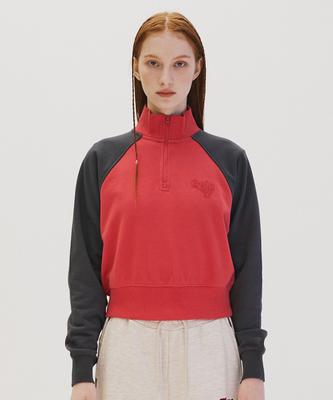 W Raglan Color Block Sweatshirts [Pink]