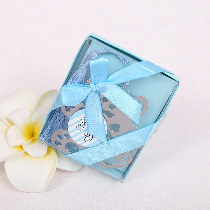 50pcs Cute Bear Design Wedding Bookmark Favors With Tassel And Gift Box Baby Shower Souvenirs Student Creative Bear Bookmark