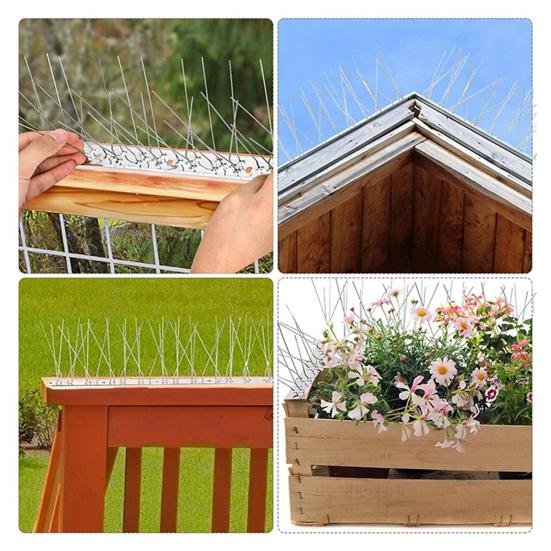 Roestvrijstalen Vogelprikkers met UV-Bestendige Basis Anti-Vogel Afweer Kit voor Daken Balkons Randen Op Zonne-energie Werkende Vogelverjager