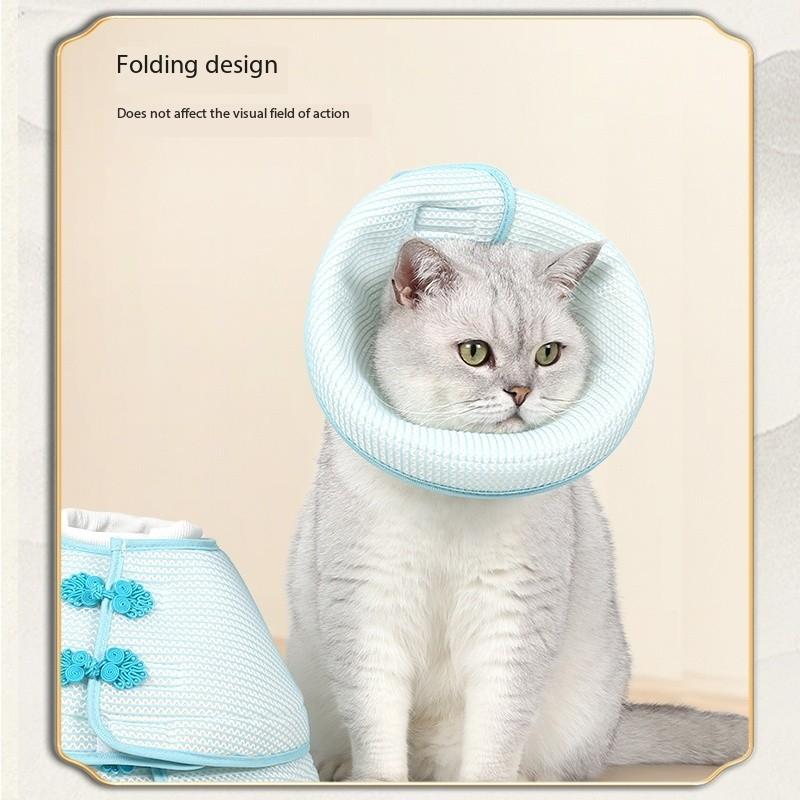 Soft Fabric Pet Cone Collar Chinese Traditional Style Comfortable Adjustable Surgery Protection for Cat Dog Breathable Sponge