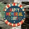 2D Flat, 1Pc Round "Happy Memorial Day" Aluminum Hanging Sign, Vintage Patriotic Firework Star Design, Rustic Metal Wall Decor, Perfect for Memorial