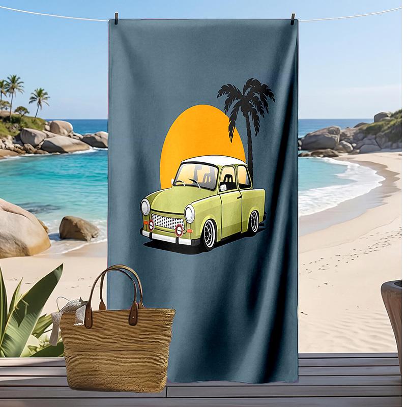 Trabant 601 Bedrucktes Schnelltrocknendes Strandtuch Super Saugfähiges Weiches Leichtes Badetuch für Pool Sommerreisen