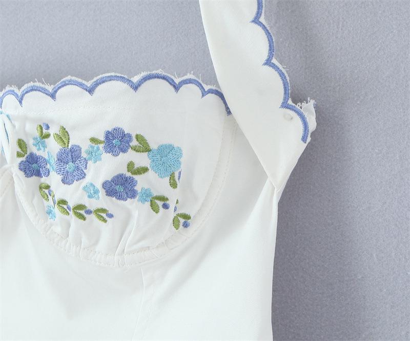 European & American Style Women's Embroidered Halter Bodycon Mini Dress