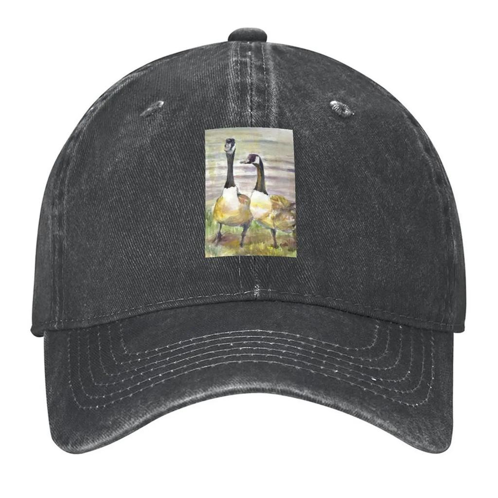Geese A geese couple enjoying their environs Baseball Cap party Hat black Hat Beach Golf Cap Womens Beach Mens