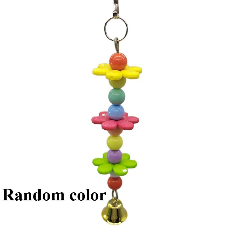 

Bird Toys Parrot Chew Toy Bell Pendant Colorful Round Bead Flower String Toy For Parrot Birdcage Accessories Random Color