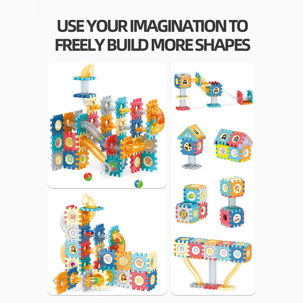 Marble Run Building Blocks Window Cube Tiles STEM Toy for Toddlers Preschool Kids Educational Gift Colorful