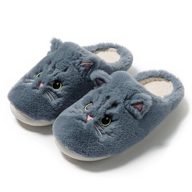 New Cat Cotton Slippers Autumn and Winter Cute Cartoon Student Dormitory Indoor and Outdoor Warm Fluff Drag Couple