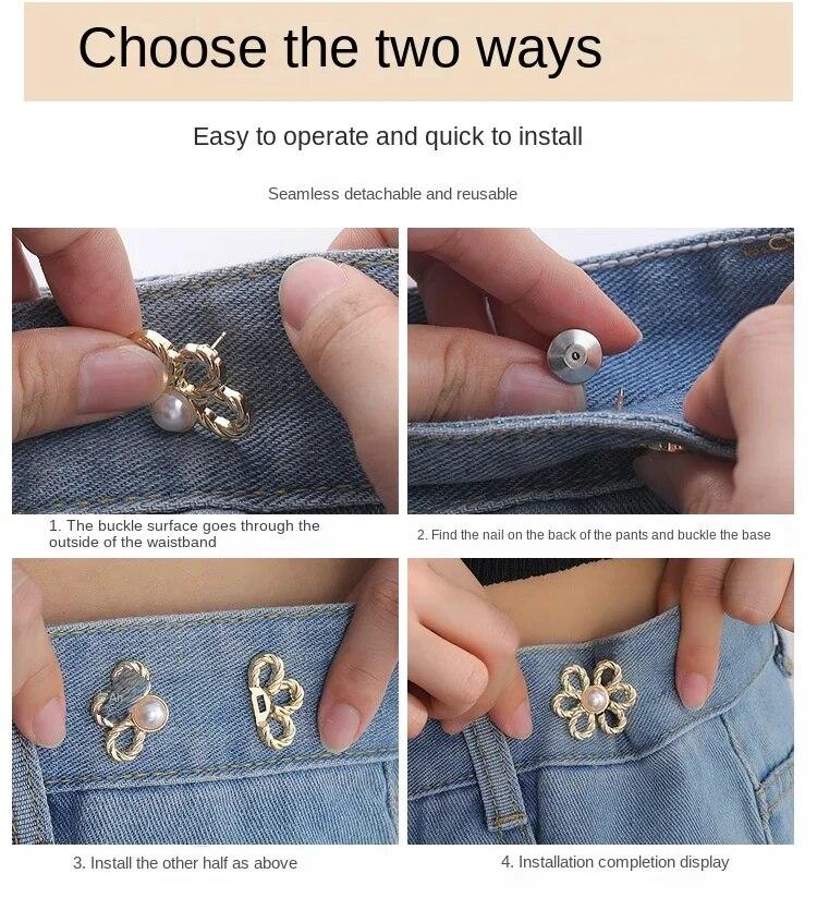 Jeans Taille Gesp Taille Sluiting Artefact Onzichtbare Drukknoop Verwijderbare Strakke Tailleband Knop Kleding Broek Aanpassingsgereedschap