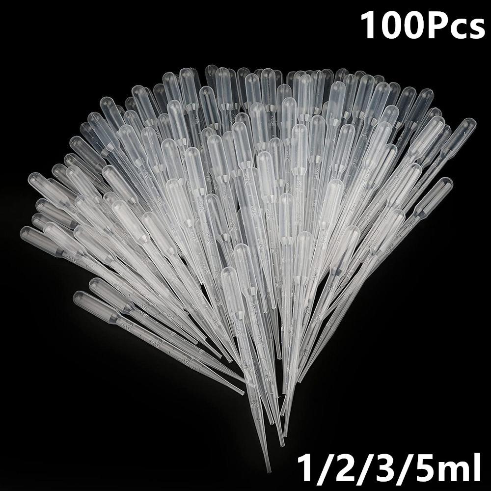 1/2/3/5ML 100Pcs Practical Transparent Pipettes Disposable Plastic Eye Dropper Transfer Graduated Pipettes School Lab Supplies 1ML
