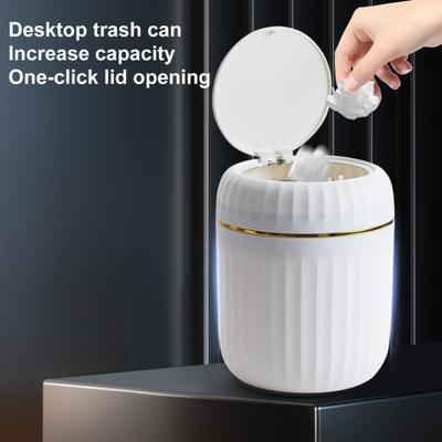 Desktop Trash Can with Press-Type Lid Large Capacity Easy To Clean Non-Slip Design Compact Size Garbage Bin