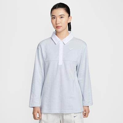 Nike Polo Shirts Women s Light Gray Blue Polo Collar Moderate Straight M