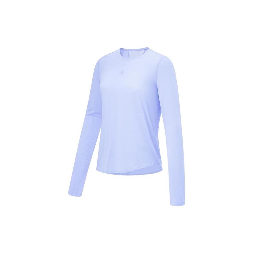 Li Ning Fitness Series Solid Color Quick-Dry Loose Long Sleeve T-Shirt Women Tops Snow-Purple ATLT054-4
