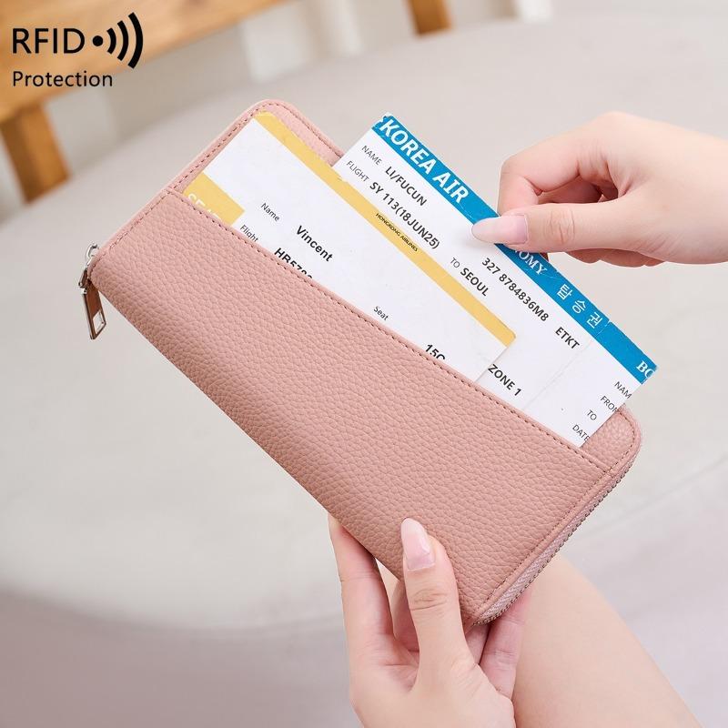 New Anti-magnetic Women's Wallet, Liwen Multi-compartment Passbook, Long Wallet, Simple and Large-capacity Clutch.