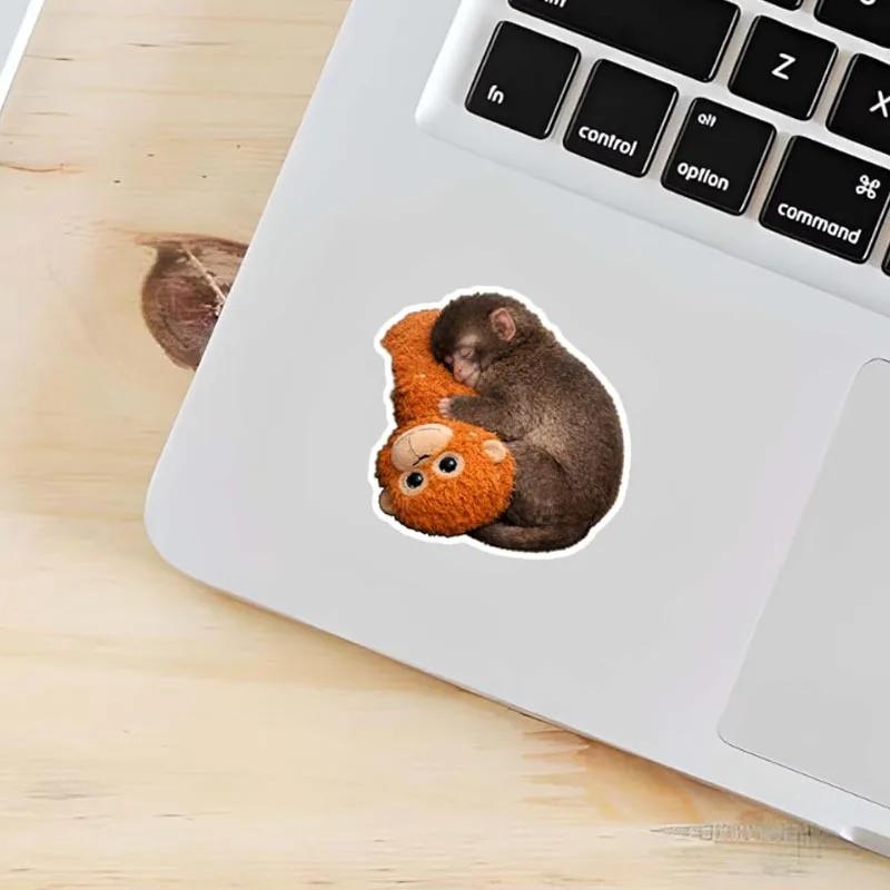 Cute Punch The Monkey Aesthetic Sticker Cartoon Plush Monkey Stickers Home Decorat For Diy Handwork Mobile Phone Case Scrapbook