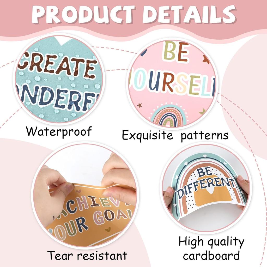 Boho Affirmation Station Bulletin Board Classroom Decorations Set Motivational Rainbow Believe That You Can Paper Cutouts for Welcome Back To School