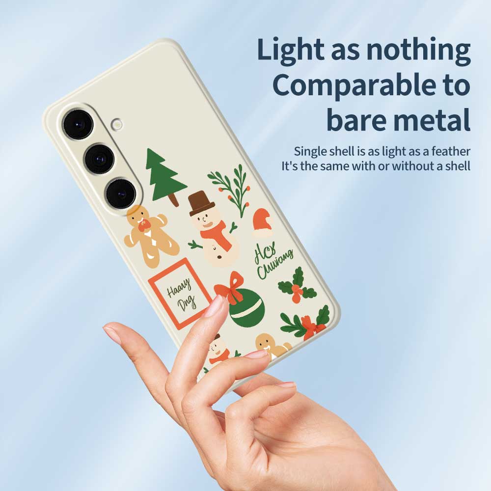 For Samsung Galaxy S25+ Case Christmas Snowman Pattern Printing Straight Edge TPU Phone Back Cover