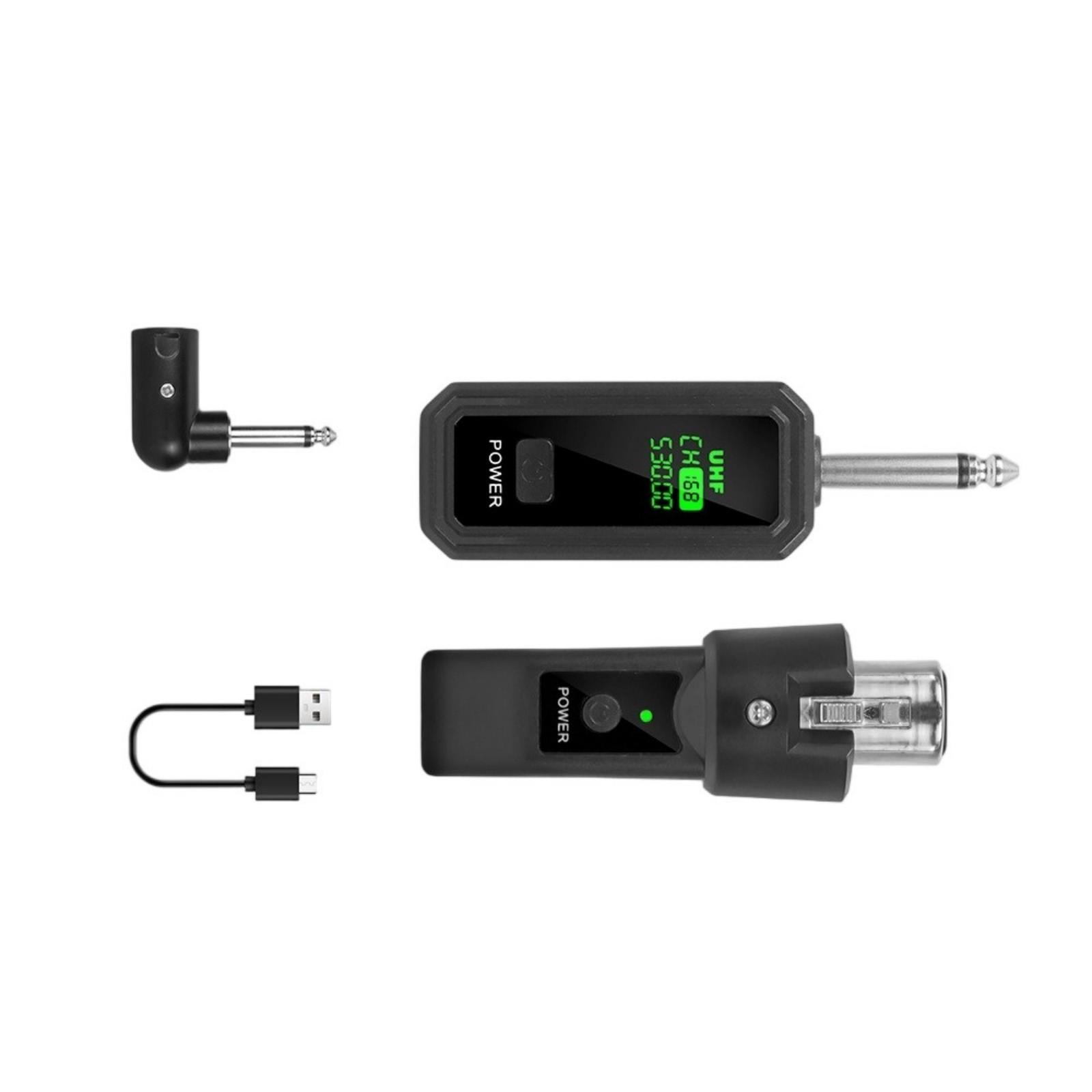 

Dynamic Wireless Microphones Transmitters Receiver Set For Guitar Vocal Performances 6.35mm Port Extended Playtimes Stable Frequency