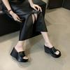 Fashion Style Women's Sandals Casual Summer Fashion Silver Wedges Shoes 5cm-8cm High Platform Sandals 2024 Flip Flops Women