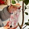Tazza di Vetro con Fiocco Design Cartone Animato, Tazza da Caffè Carina a Strisce per Uso Domestico per Ragazze, Può Essere Usata per Tè e Limonata