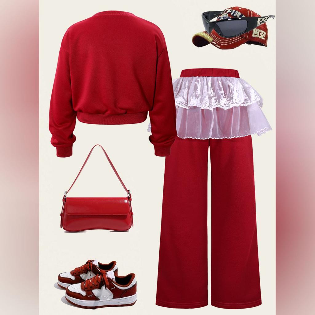Kids Cartoon Casual Fashion Outfit Set Long Sleeve Top & Pants