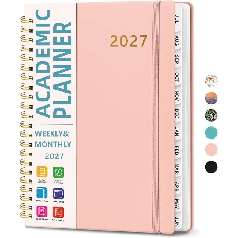 Agenda Accademica 2026-2027 Organizzatore Settimanale Mensile, Libro Planner 2027 Organizzatore Rilegato con Schede