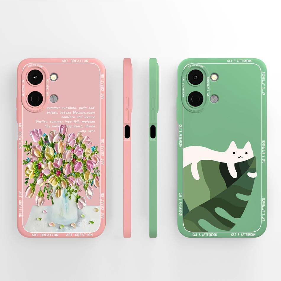 Artistic Style Case For Tecno Spark Go 3 / GO 2 / GO 1 1S / GO 2024 2025 Anti Drop Funda Soft Liquid Silicone Phone Back Cover