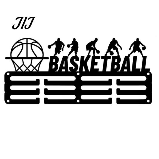 Entryway Key Holder for Wall Metal Basketball Medal Holder, Hanger Rack, Mounted Awards Display Rack Room Decor, Hooks Medals 3 Lines Design,