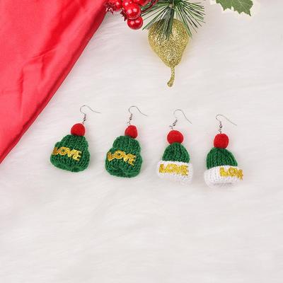 Kreative Weihnachts-Mini-Wollmützen-Ohrringe - Niedliche gestrickte Winter-Feiertags-Accessoires