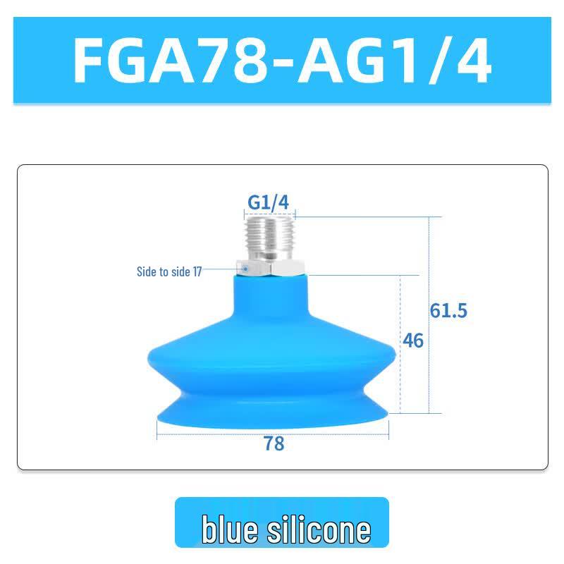 VRK FGA/FG Series Bellows Vacuum Suction Cup Blue, Double-Layer Toothed