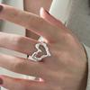 Punk Silver Color Rings for Women Men Couple Minimalist Handmade Simple Heart Ring Party Jewelry Gift Prevent Allergy