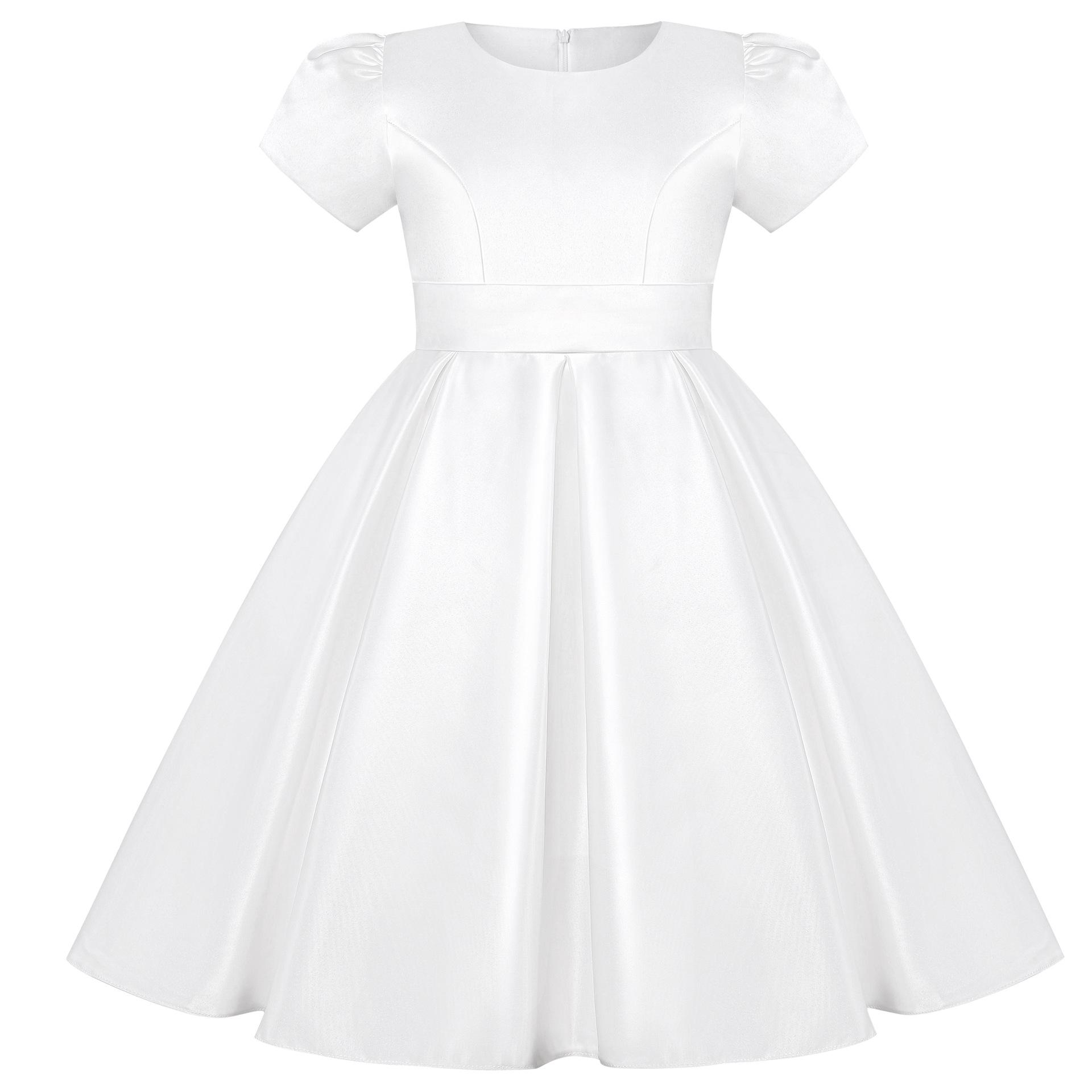 2026 Girls Short Sleeve Princess Dress with Bow - Perfect for Birthday Parties & Piano Performances 150cm