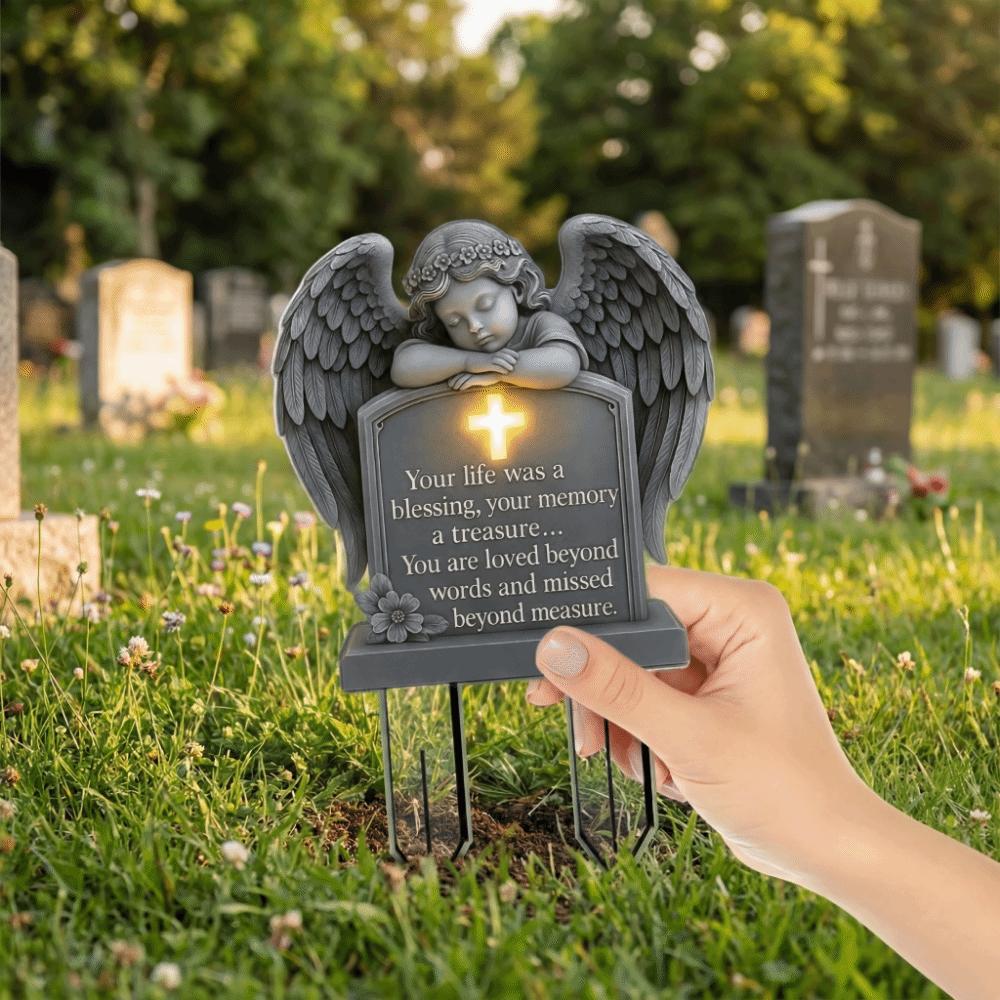 UV-Resistant Angel Garden Stake Angel Shaped Memorial Cherub Yard Sign Adding Solemn Atmospheres