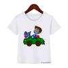 Cute Boys Girls Kawaii Sharking with Sharkdog Cartoon Print Children'S Tshirt Summer Baby Clothes White Short Sleeve Tops
